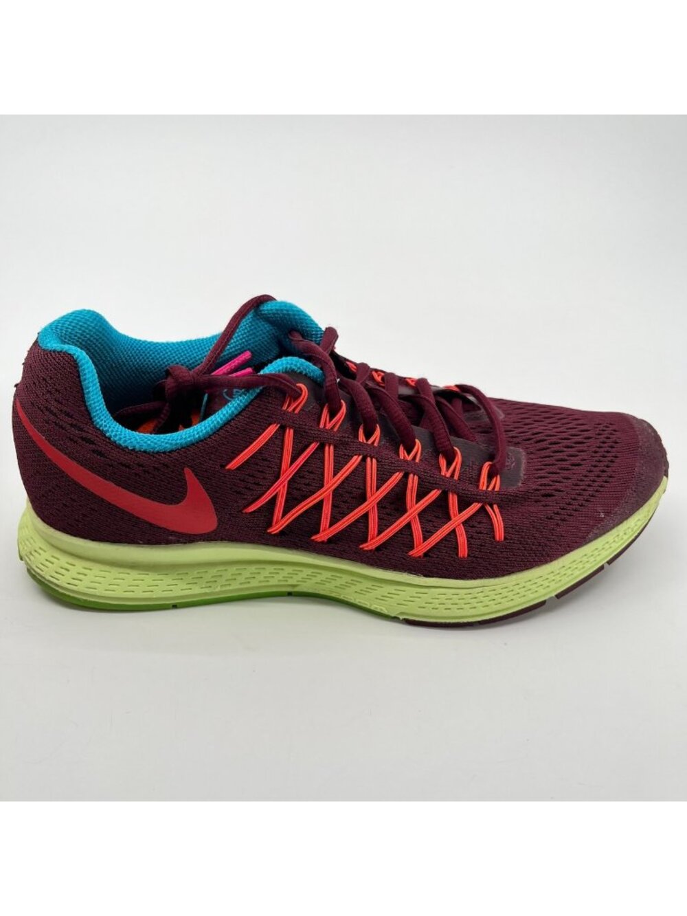 Nike Air Zoom Pegasus 32 Womens Size 8 Burgundy Blue Running Shoes Sneakers